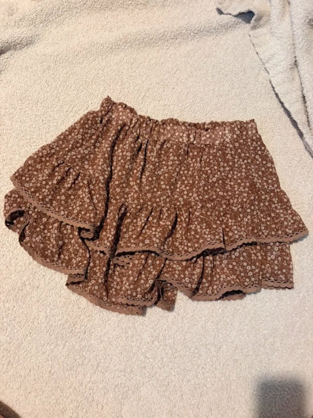 Brown floral skirt with shorts